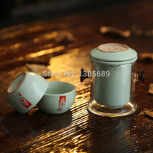 Chinese dehua porcelain ceramic office cup travel tea set ruyao marked kung fu tea set pottery tea cup glass pot filter net cup