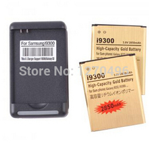 Large capacity mobile phone battery 2X2 X 3.8V 2850mAh +Charger for Galaxy S III I9300 ultra long standby absolute quality