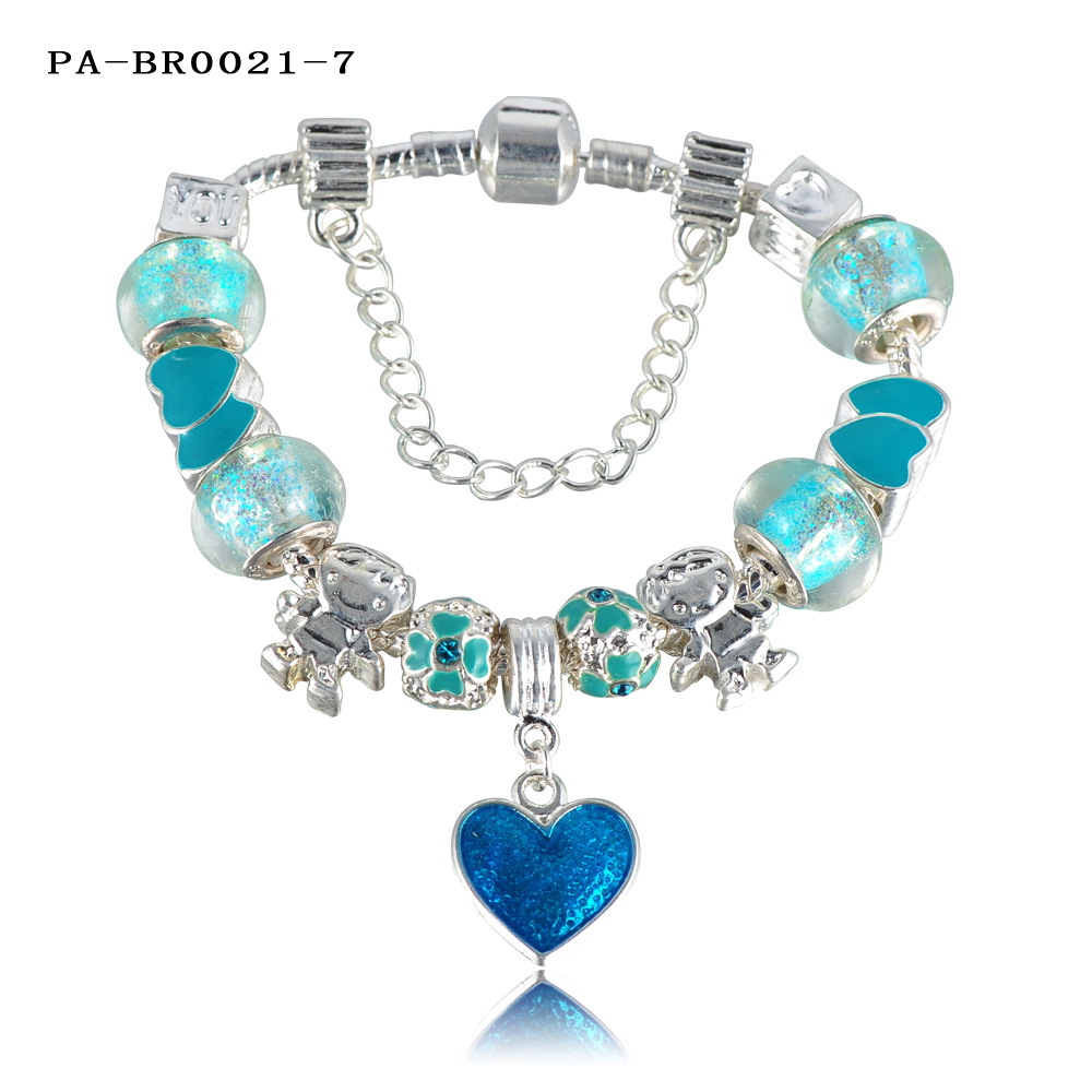 LZESHINE Brand Charm Bracelet Personalized European Popular Silver Bead Charm Enamel Love Bracelet Jewelry PA BR0021