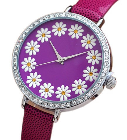 Flower Color Diamond Setting High Quality Movement Quartz Watch 18K Plated Japan Women Wrist Watch Clock