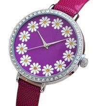 Flower Color Diamond Setting High Quality Movement Quartz Watch 18K Plated Japan Women Wrist Watch Clock Free Shipping W10062