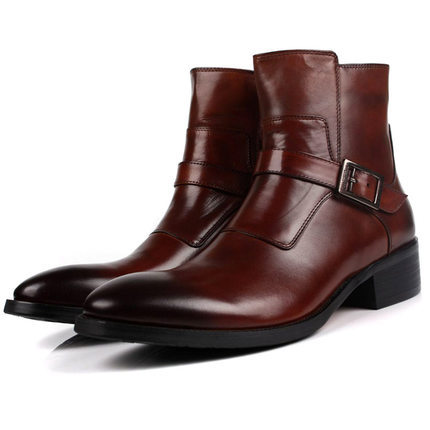 2014 Winter/autumn Men's Boots Genuine Leather Cowhide Pointed Toe