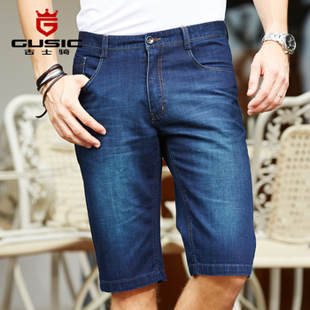 Бренд Gusic джинсы короткие мужские шорты бизнес свободного покроя брюки шорты мешковатые джинсы синий FifthTrousers мужской одежды 1288