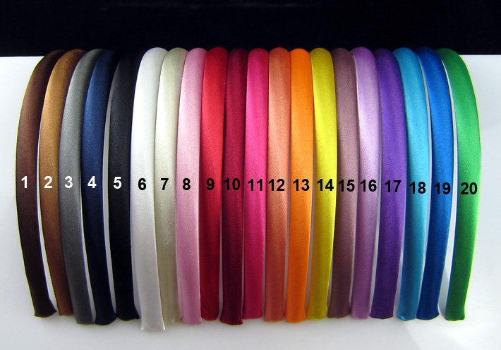 Free shipping 60 pcs 8mm solid Baby Satin Headband plain flowers Headbands girls Kids Hair accessories
