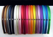 Free shipping 60 pcs 8mm solid Baby Satin Headband plain flowers Headbands girls Kids Hair accessories