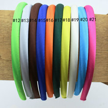 Free shipping 60 pcs 8mm solid Baby Satin Headband plain flowers Headbands girls Kids Hair accessories