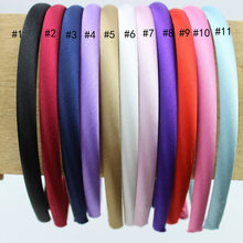 Free shipping 60 pcs 8mm solid Baby Satin Headband plain flowers Headbands girls Kids Hair accessories
