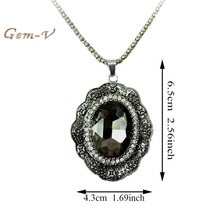 Necklace Pendant Zinc Alloy Flower Ancient Silver Plated Glass Vintage Jewelry Fashion Necklaces Christmas gifts For