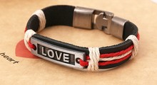 Hot Sale Genuine Leather Couple Fashion Love Bracelet with Charms Wholesale Romantic Boyfriend Girlfriend s Birthday