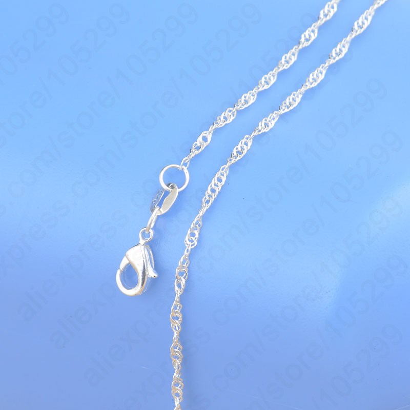 Free Shipping Top Quality Genuine 925 Sterling Silver Water Wave Singapore Necklace Chains With Lobster Clasps