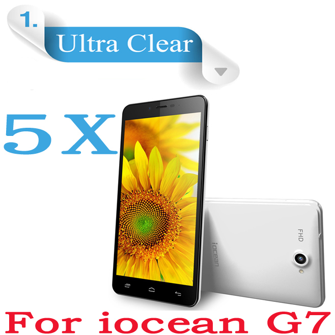 iocean G7 Mobile Phone 6 44 inch Ultra Clear Screen Protector 5pcs lot Free shipping iocean