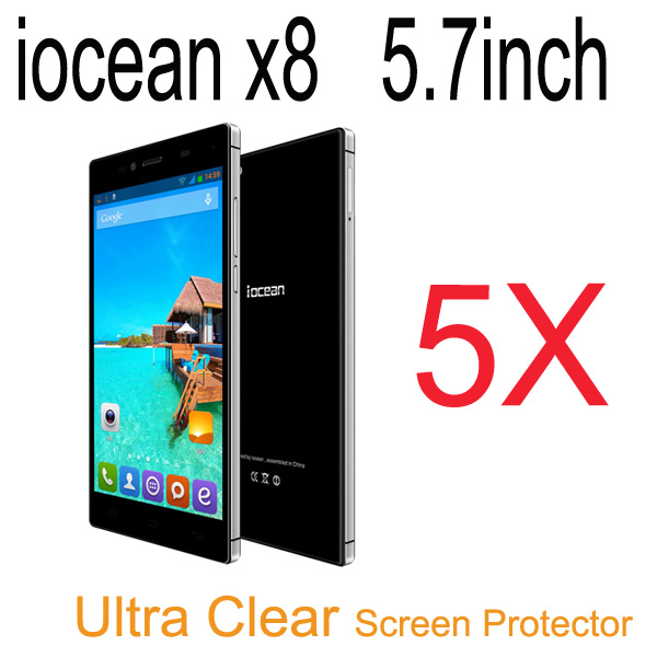 5X New Ulear clear LCD Screen Protector Guard Cover Film For iOcean X8 Smart Phone MTK6592