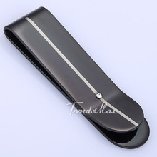 Fashion 18mm Inlaid Clear Rhinestones Mens Gold/Silver/Black Tone Stainless Steel Money Clip Cash Holder Wholesale Jewelry KM90