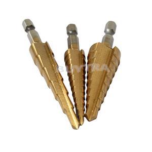 2014 New ME Convenient 3pc Quick change 1 4 Coated Step Drill Bit Set Household Power