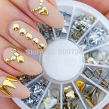 1set Mix Silver Gold Nail Art 3D Glitter Rhinestones Crystal Decoration Manicure Round Wheel Tips Women