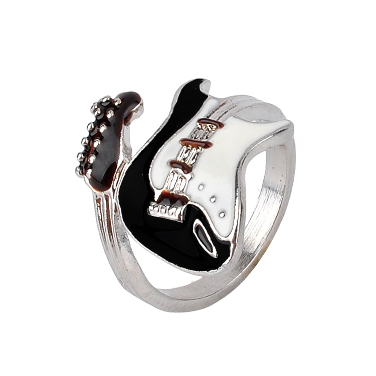Personalized European Style Punk Style Bright Colorful Glazed Guitar Ring R1109