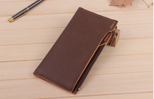 NEW FREE SHIPPING Men s Leather Long Drawer Wallets money clip Card package hot sale cell