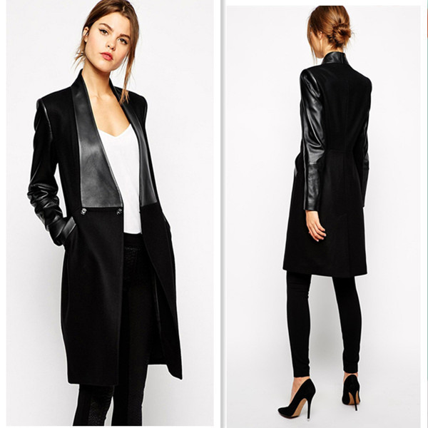 Womens Coats With Leather Sleeves