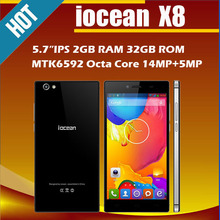Original Iocean X8 MTK6592 Octa Core Mobile phone 5.7” IPS Gorilla Glass 1080p 2GB RAM 32GB ROM Android 4.2 OS Dual Sim WCDMA