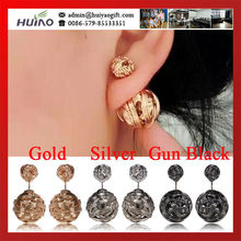 Hot Selling New Silver,Gold and Gun black Color Double Metal Wire Wrapped Sides Stud Earrings