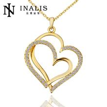 QYX Fashion Jewlery 2015 High Quality Nice 18K Gold Love Heart Pendant Necklace For Women Free