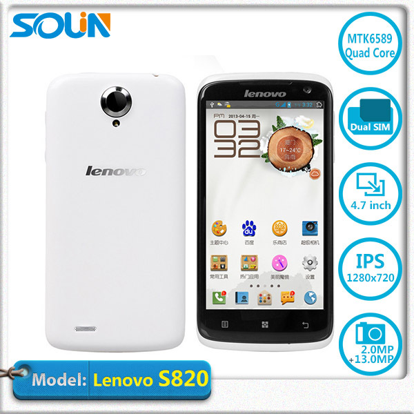 Original Lenovo S820 smart phone 4 7 inch IPS 1280x720 MTK6589 Quad Core 1 2 GHz