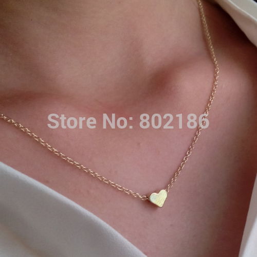 Sweet Small Heart Love Gold Pendant Collar Bone Tiny Chain Necklace Wish Minimalist Jewellry Gift