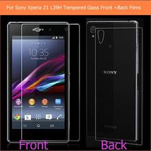 1pair (front+back) 0.33mm Premium Tempered Glass Anti-shatter Screen Protector Films For sony xperia z1 l39h c6902 c6903 c6906