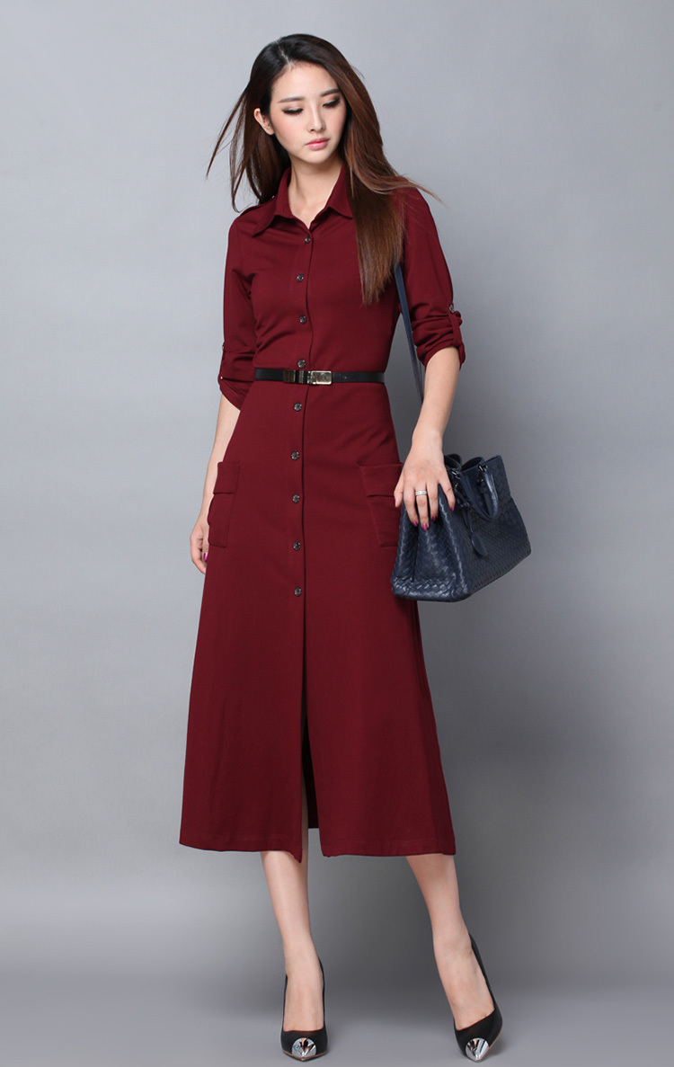 Europe-2015-long-sleeves-single-breasted-dress-with-belt-woolen-autumn ...