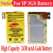 1Pcs High Capacity 2430mAh Rechargeable 3 7V 3GS Gold Li ion battery For Apple Iphone 3GS