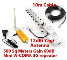 New 500 square meter Work 3G Repeater SET 12dbi yagi antenna 10 meters cable 2100Mhz 3G