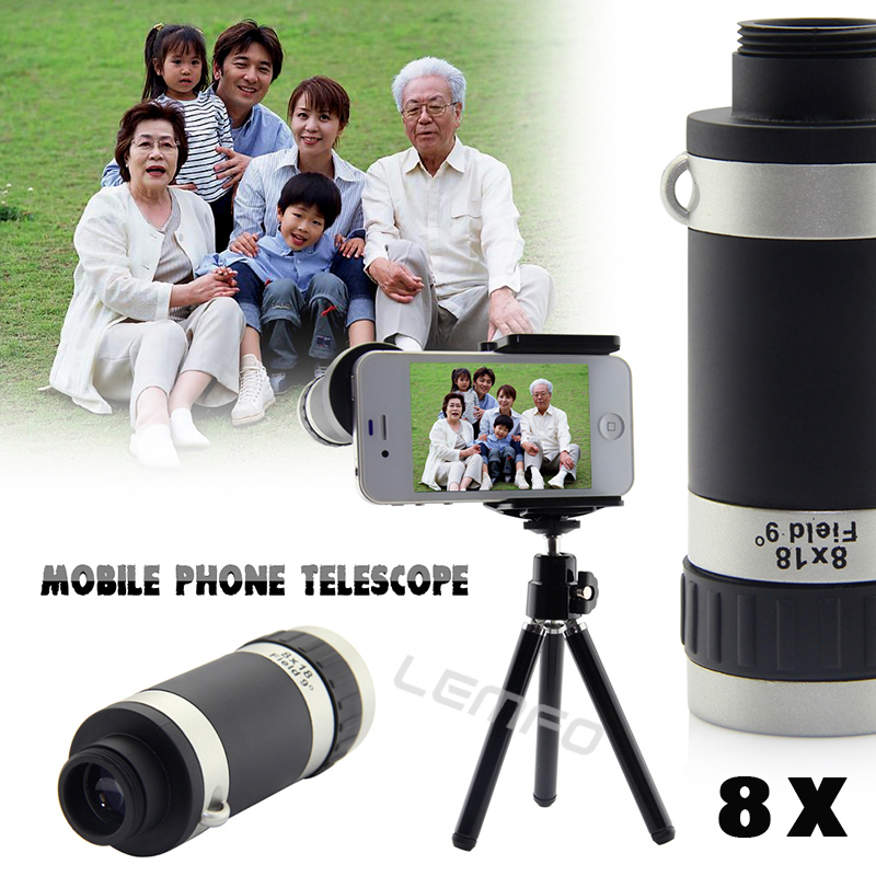 8X Optical Zoom Universal Telescope Mobile Phone Lens Camera Kit With Tripod Holder For iPhone Samsung