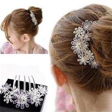 Full Colors Crystal Rhinestone Petal Tuck Comb Women Flower Hair Pin Hair Clip Headwear Accessories