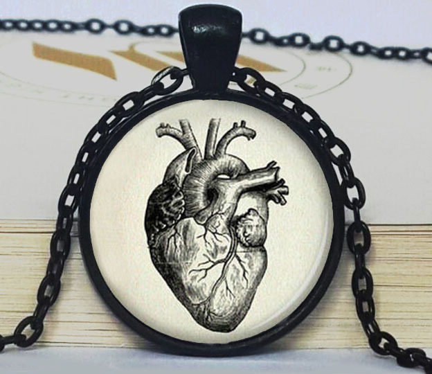  BUY 3 GET 1 FREE Halloween anatomical heart pendant anatomical heart necklace anatomical heart jewelry