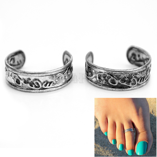 2Pcs Adjustable Toe Ring Girls Women Vogue Summer Beach Foot Jewelry Hot Sale