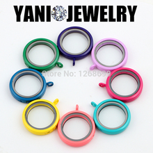 10pcs/lot Free Shipping 2014 New Arrival Colorful 30mm Round Magnetic Floating Glass Living Locket Pendant Necklace