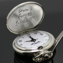New Silver Tone Fullmetal Alchemist Pocket Watch Cosplay Edward Elric with Chain Anime Boys Gift Wholesale