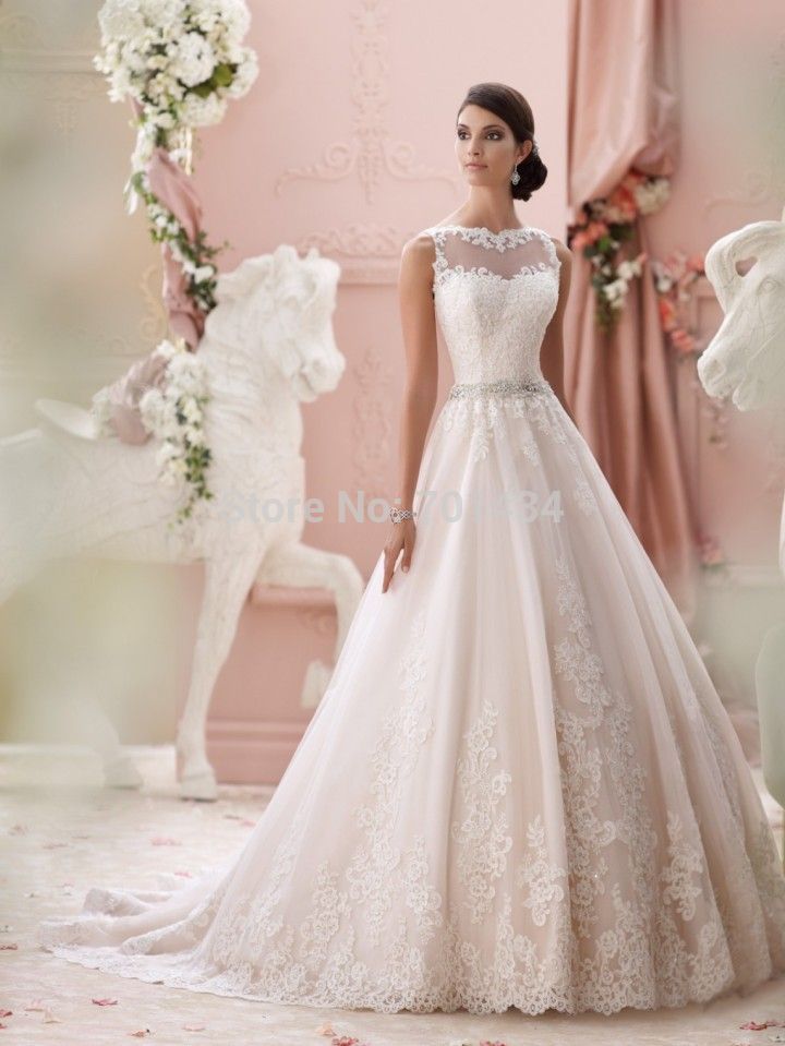 Pretty-Lace-Appliques-Designer-Wedding-Dress-Bridal-Gowns-2015-Round ...