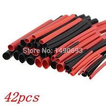 Wholesale 42pcs 6 Sizes Ratio 2:1 Red Black Polyolefin H-type Heat Shrink Tubing Tube Sleeve Sleeving Cable Wrap Wire Kit