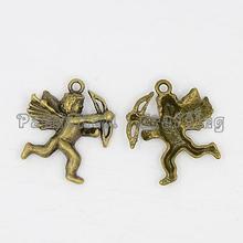 Tibetan Style Antique Bronze Cupid Pendants, Lead Free, Cadmium Free and Nickel Free, 29mm long, 27mm wide, 3mm thick, hole: 2mm