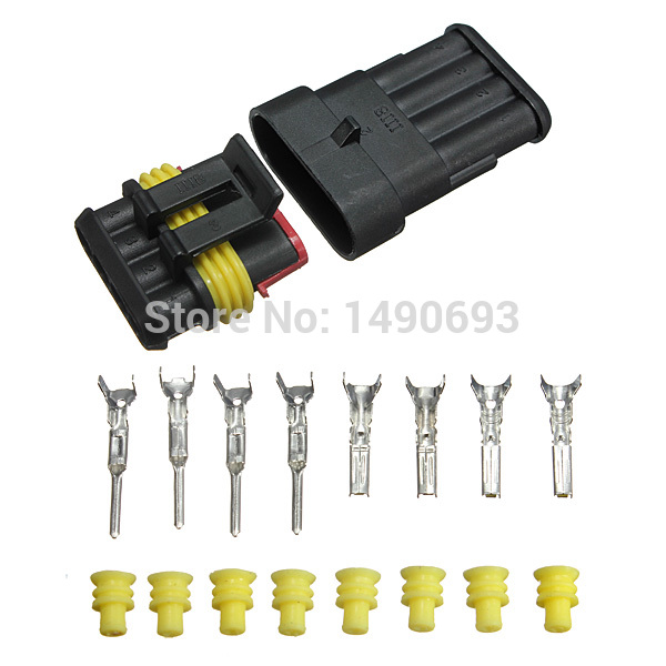 5sets 4 Pin Way Sealed Waterproof Electrical Wire Connector Plug Set Truck Caravan FREE SHIPPING