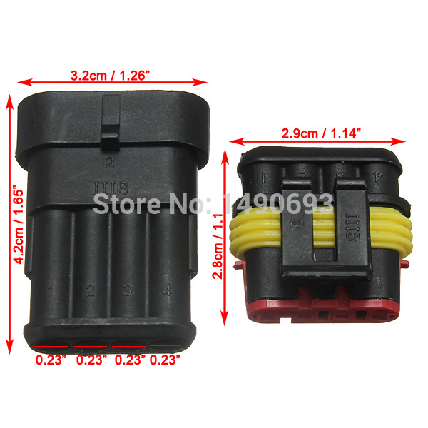 5sets 4 Pin Way Sealed Waterproof Electrical Wire Connector Plug Set Truck Caravan FREE SHIPPING