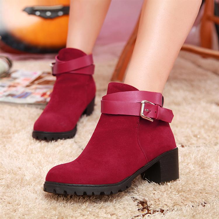 Hot Sale Women Genuine Leather Flat Ankle Boots Vintage Suede Fur