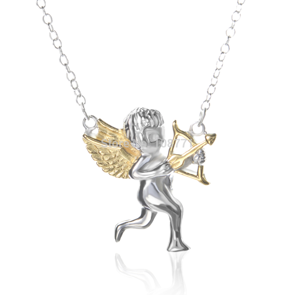GNX0417 New arrival Free shipping High Quality 925 Sterling Silver Necklace Cupid Love Pendant Necklace Women