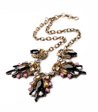 Shijie Jewelry Factory 2014 High end Colorful Rhinestone Pendant Fashion Statement Necklace for Women