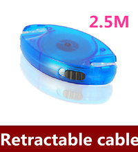 Wholesale 50pcs lot Free shipping 2 5 m retractable cable RJ45 cable stretched transparent portable