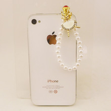 Tops Style Dancing Girl Pearl Beads Pendant Jewelry Mobile Phone Parts Earphone Plugs And Cellphone Gems