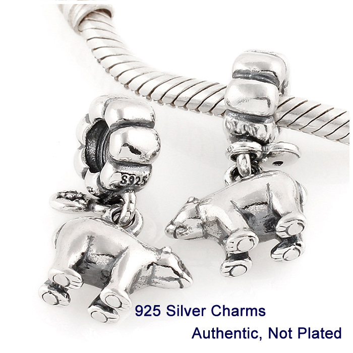 Beads DIY Fits for charmilia Pandora Bracelet Drop shipping Guaranteed 100 925 Silver Polar Bear Threaded