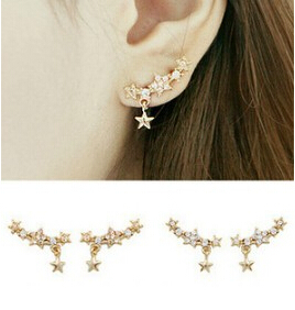 New fashion Exquisite Designed Beautiful Sweet Imitate Pearl Rhinestone Star Earring Clips Women Ear Cuff Single