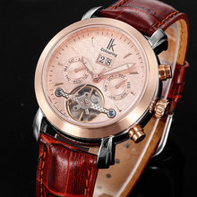 Cuero genuino hombres de pulsera reloj automático relojes de hombre 2014 100 M impermeable de la alta calidad 3 colores liberan el envío